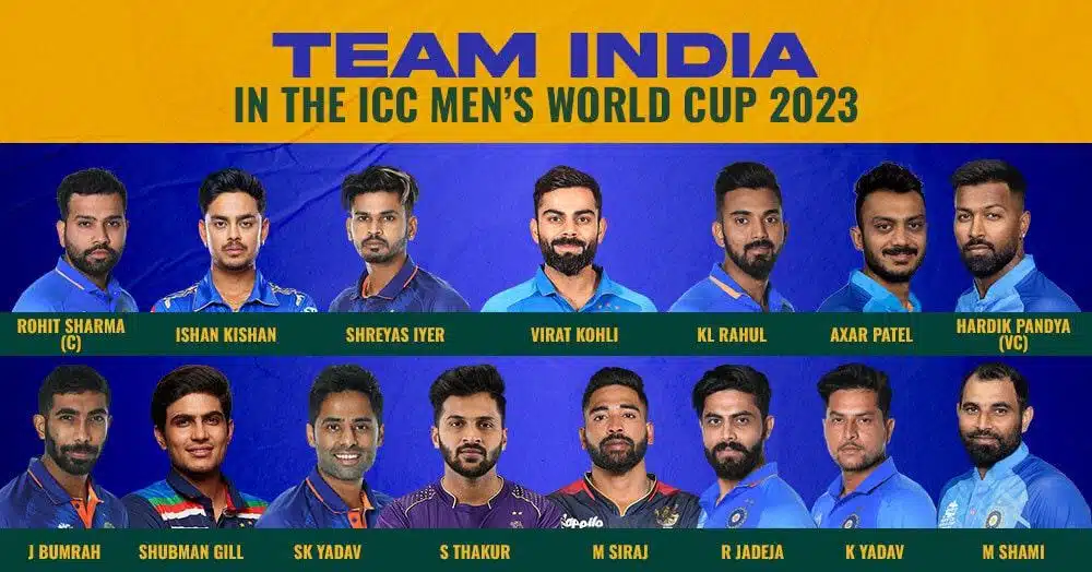 Picture of Indian Team for ICC Mens World Cup 2023